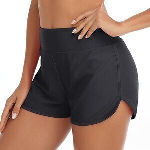RELLECIGA Women's Board Shorts High Waisted Swim Shorts Large Black